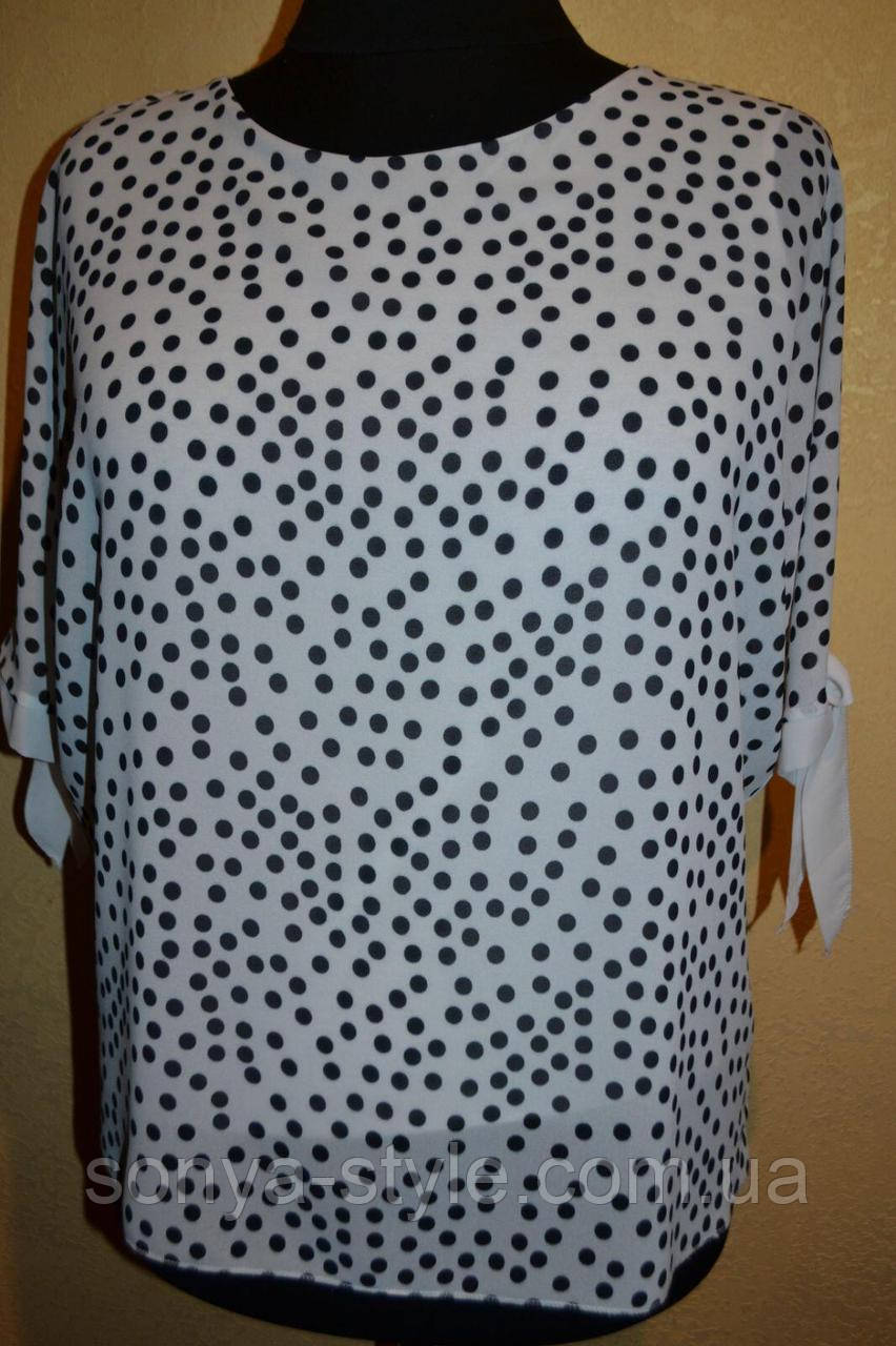 Жіноча блузка з шифону з горохом великих розмірів