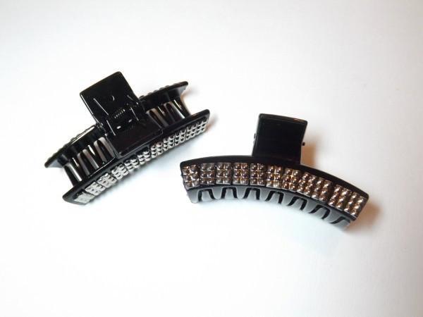 Шпилька для волосся краб 7,5х3,5 см сірі стрази, фото 1