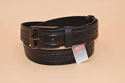 Ремінь із натуральної шкіри, чорний, тиснення, ширина 35 мм, ТМ "Диплом", (1 шт.)