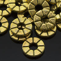 Бусини-розділювачі, круглі, плоскі, металеві, колір золото, 8х1,5 мм, УТ003442, (50 шт.)