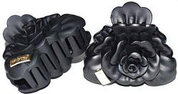 Краб для волосся, каучук, чорний, квітка, розмір 7,5х5,5 см (1 шт.) 3_12_248