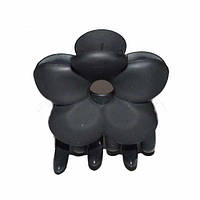 Краб для волосся 4,2х4 см чорний каучук квітка