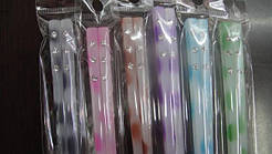 Палички китайські для волосся, пластик 6 кольорів, білі стрази, довжина 19 см (2 шт.) 22_4_8