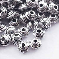 Бусини-роздільники, біконус, металеві, колір античне срібло, 5х3 мм, 100 шт УТ0027748