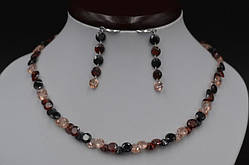 Буси цирконій Червоний Бежевий Чорний Кристал