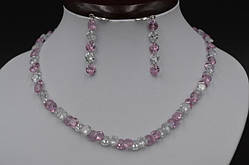 Буси фіаніт Білий Рожевий Кристал