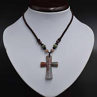 Кулон індійська яшма, довжина шнура 67 см