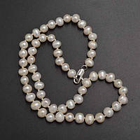 Буси з білих річкових перлів, намистина 7 мм, довжина 45 см