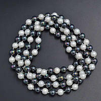 Бусини з перлів "Майорка", колір: чорно-білий, діаметр 8 мм, (125 шт.)