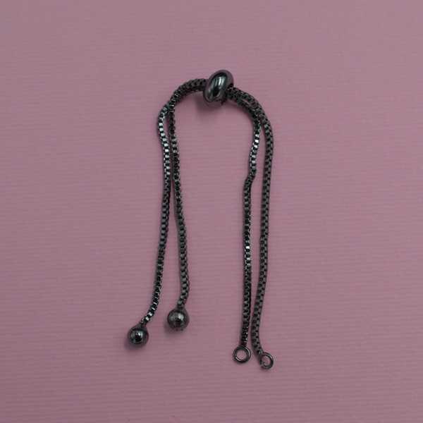 Основа для браслета, ювелірний сплав, розмір 210 мм, колір: чорний (1 шт.), фото 1