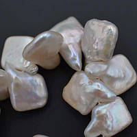 Перли Барковий "Мабе" 15х12 мм 20 шт Білий з Пекламутровим відливом