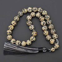 Чітки з яшми "долматин", діаметр намистин 10 мм