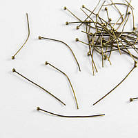 Піни з кулькою латунь 100 шт. колір бронза 30х0.5 мм УТ0018859