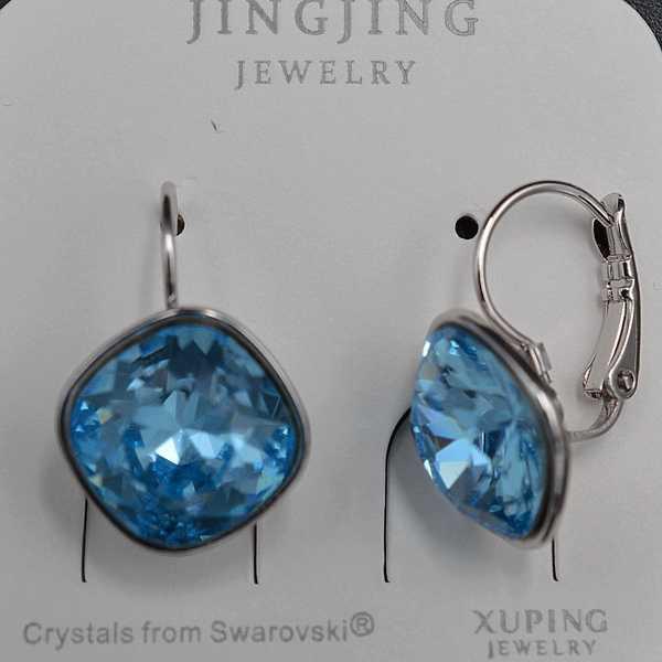 Сережки XP Родій Блакитні Кристали Swarovski