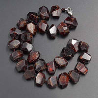 Намисто гранат, намистини неправильної форми, гранчасті, довжина бус 47 см
