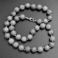 Буси халькопирит сріблястий, намистина 10 мм, довжина бус 46 см