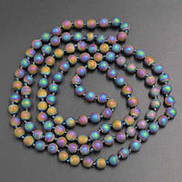 Буси халькопирит мультиколір, намистина 8 мм, довжина бус 120 см