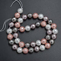 Бусини з перламутру 10 мм 20 шт. кулька з огранкою колір мікс