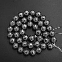 Бусини з перламутру 10 мм 20 шт. кулька з огранкою колір мокрий асфальт