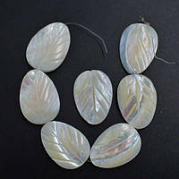 Бусини Перламутр Морський 7 шт Білий Листок 25х18 мм