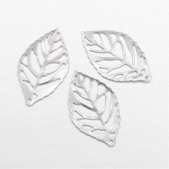 Підвіски-лист, плоскі, металеві, колір-платина, розмір 23х13х1 мм, (50 шт.) УТ10014996, фото 1