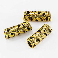 Бусини трубка, сплав, колір античне золото, розмір 23х8 мм, УТ0029373 (10 шт.)