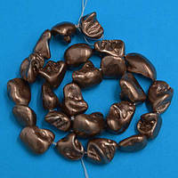 Бусини з перламутру, колір коричневий, розмір 15х12 мм, (23 шт.)