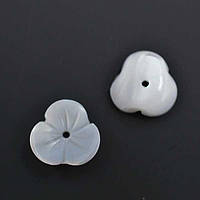 Бусина Перламутр Морський Білий Квітка Три Пелюстки 12х3 мм, (1 шт.)