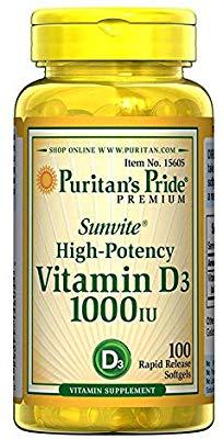 Вітаміни Д Vitamin D3 1000 IU (100 капс.) Puritan's Pride
