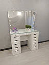 Стіл для візажиста з гримувальних дзеркалом зі стільницею-вітриною, гримерный стіл, колір - білий, фото 4