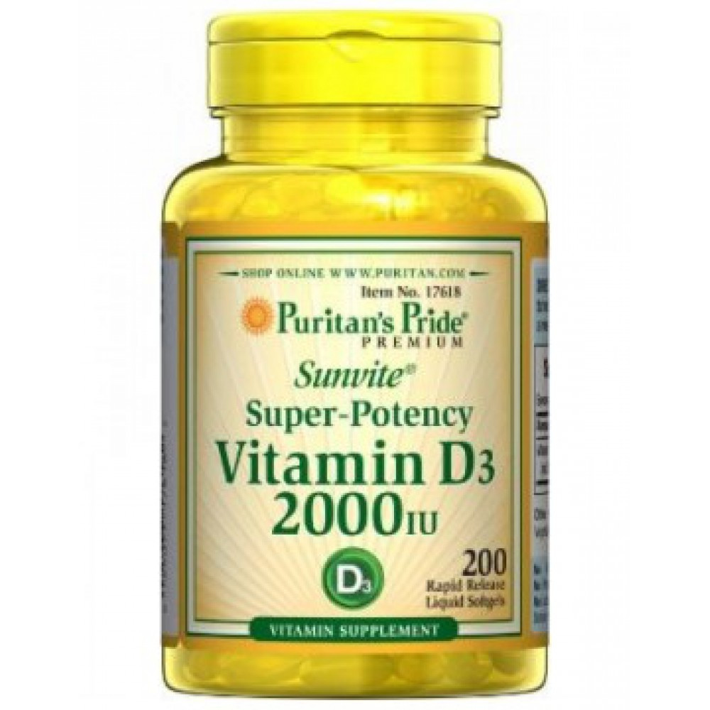 Вітаміни Vitamin D3 2000 IU (200 капс.) Puritan's Pride