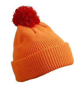 Шапка з помпоном MORT Жовтогарячий / Темно-червоний