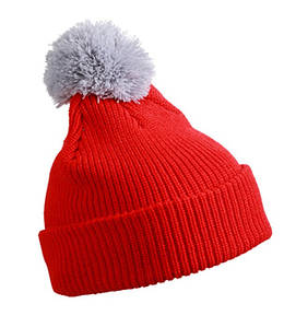 Шапка з помпоном MTSV Томатний/Сріблястий
