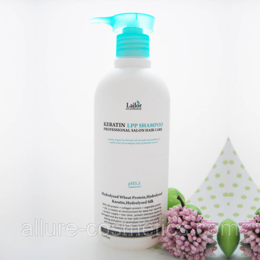Безсульфатний протеїновий шампунь Lador Keratin LPP Shampoo 530 мл