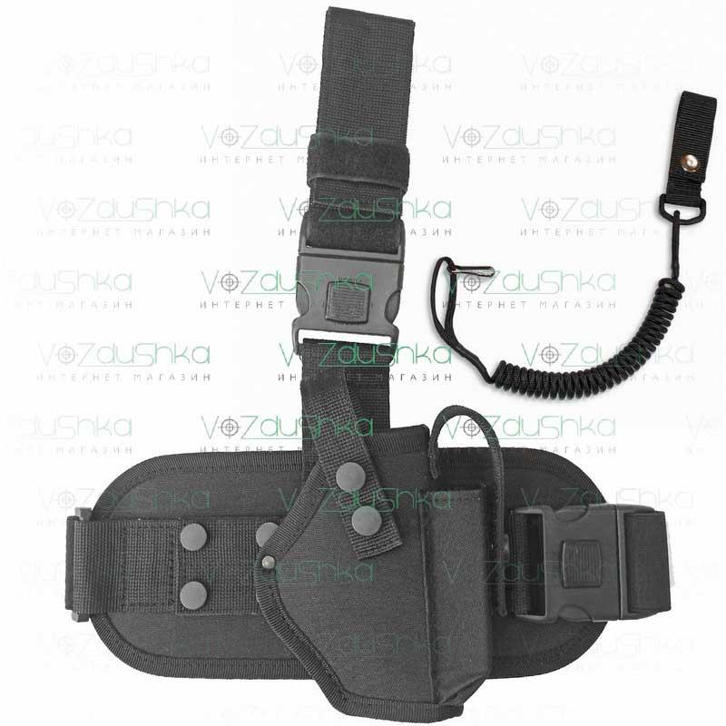 Кобура на ногу для Форт 17 чорна тканина Оксфорд + тренчик