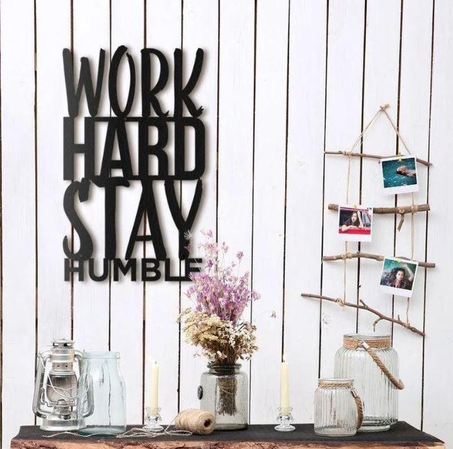 КартиНА З ДЕРІВА "WORK HARD STAY HUMBLE"