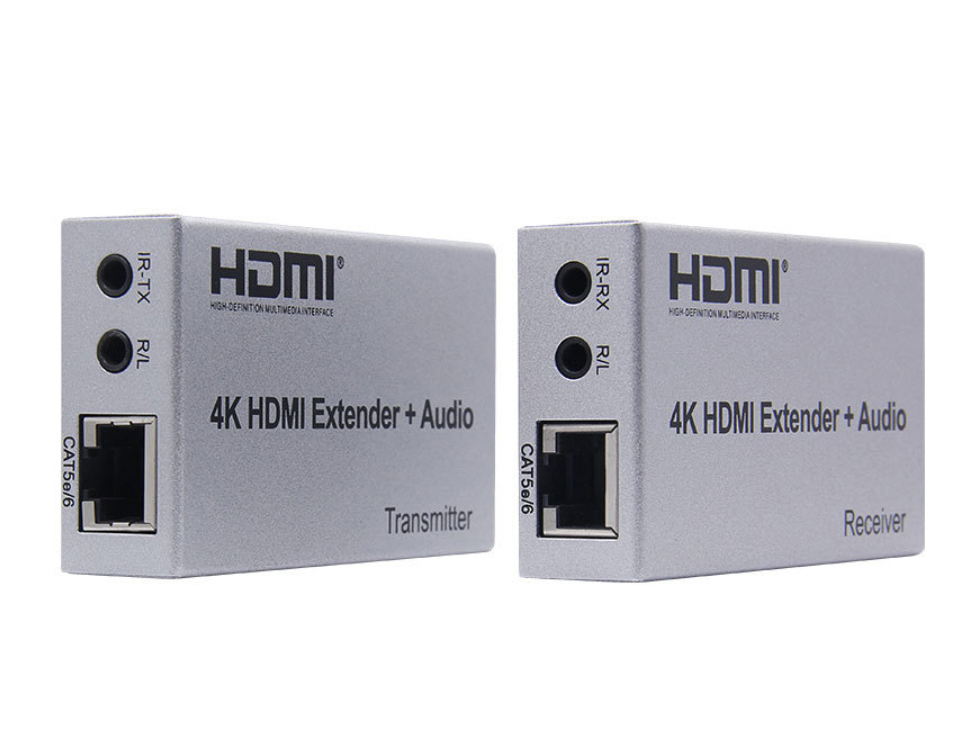 4K HDMI подовжувач 100 м R/L аудіовихід HDMI Розширення сигналу ІЧ-контроль Cat5E CAT6 RJ45 Ethernet LAN, фото 1
