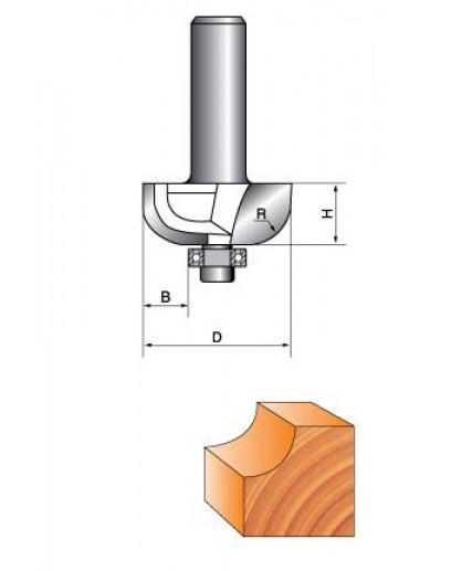Фреза ГЛОБУС кромочна радіусна з підшипником. Серія 1018.    D73 h37 R30 d12