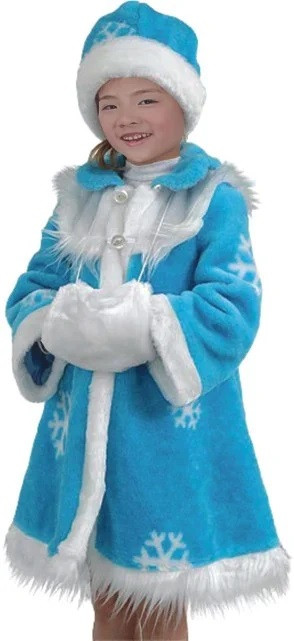 Карнавальний костюм снігуроньки, розмір 6, 115 см, блакитний, поліестер (460977)