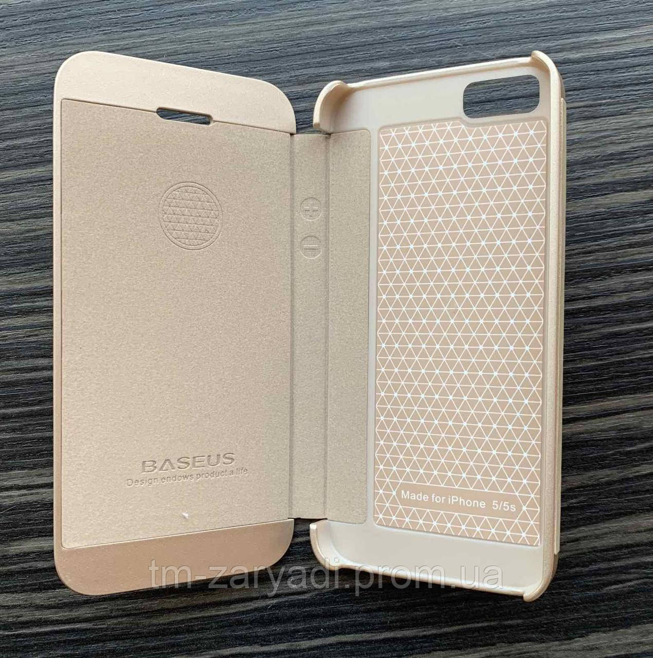 Чохол-книжка для iPhone 5SE iPhone 5S iPhone 5, полікарбонат з шкірою, Baseus Unique Leather Case, Золотистий /flip case/фліп кейс /айфон