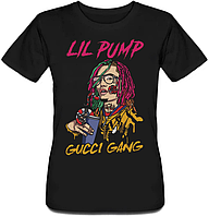 Женская футболка Lil Pump - Gucci Gang (чёрная) S