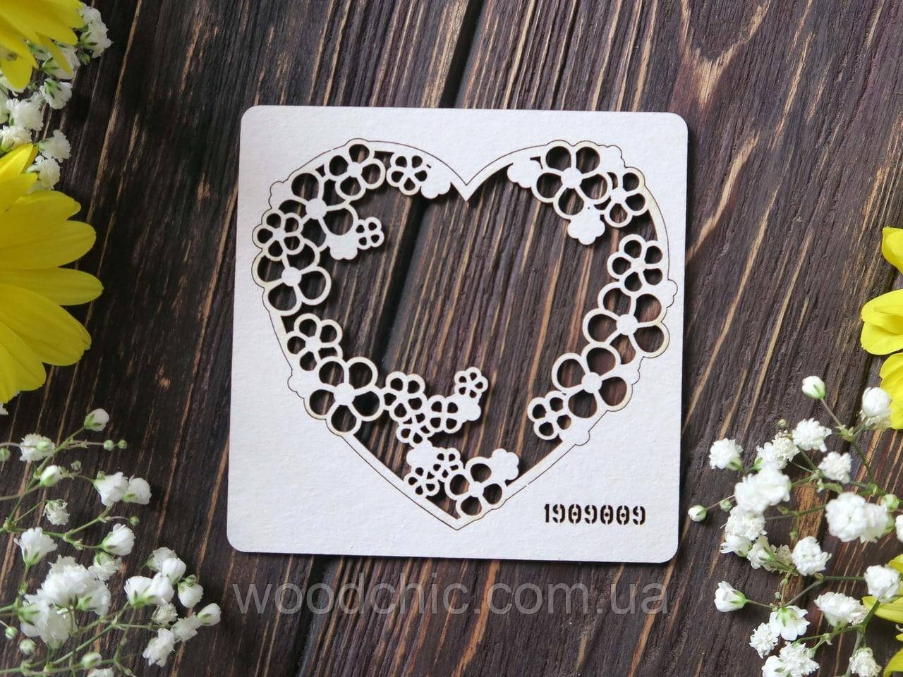 Чипборд рамка серцева з квітами, фото 1