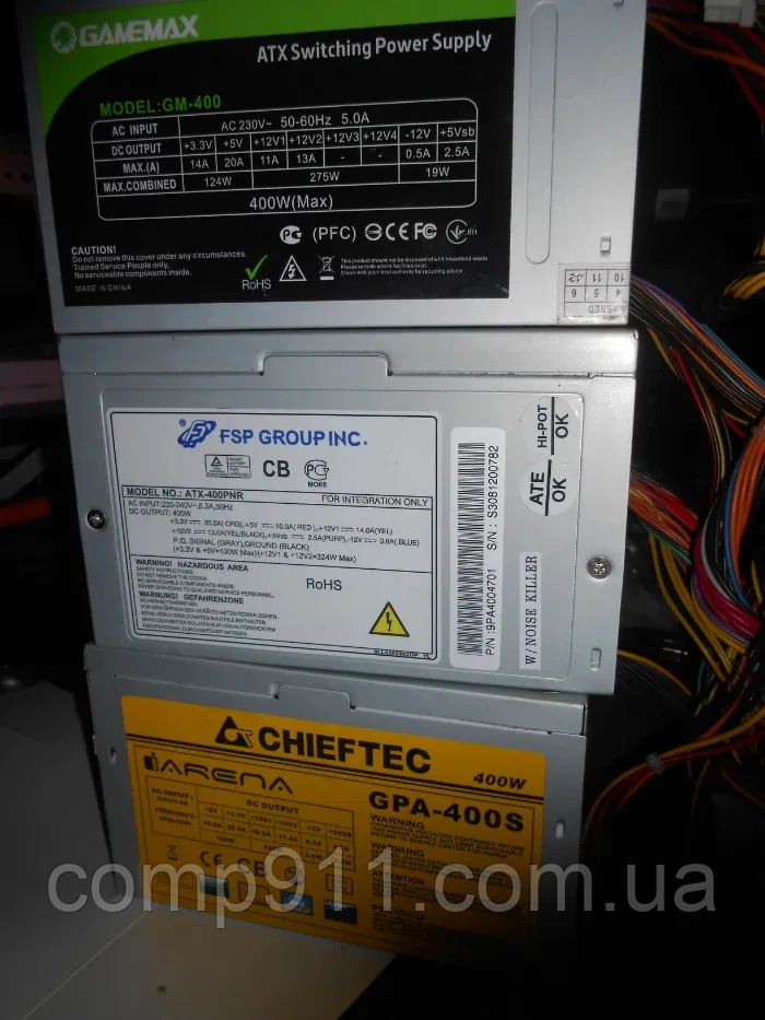 Блоки живлення для комп'ютера 400 W в асортименті Chieftec,FSP та ін.