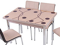 Кухонный комплект: стол раздвижной обеденный 1008 CAPPUCINO 193,кухонный стол и 4 стула.Обеденный комплект