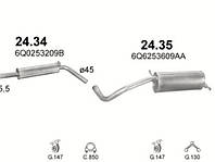 Глушитель Шкода Фабия (Skoda Fabia) / Фольксваген Пассат (Volkswagen Passat) 1.4i 00-05 (24.35) Polmostrow