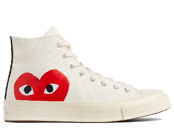 Женские Converse Comme Des Garcons White High оригинал белые текстиль высокие