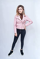 Женская куртка косуха экокожа Hestovrivo розовая