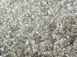 Бісер світло-сірий зі срібною серединкою (100 грамів)