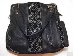 Сумка жіноча 33х30х15 см чорна екошкіра візерунок стрази