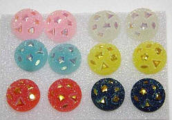 Сережки пумери 6 пар Акрил Круг